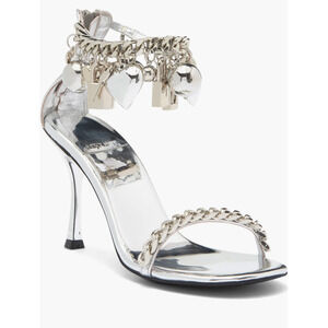 Jeffrey Campbell Charmz Ankle Strap Sandals Women's Silver Size US9 EU40
